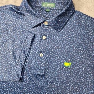 Peter Millar Masters Bucket Hats All Over Print Mens Large Blue Tech Golf Polo🔥